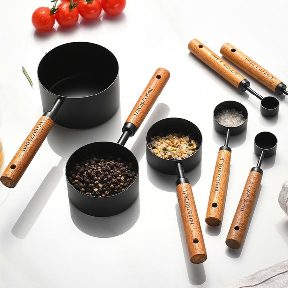 2 Cucchiai Dosatori Per Caffè Vintage In Acciaio Inox - Manico In Noce, 30 Ml, Stili Diversi - Set Misurini Per Cucina - 4