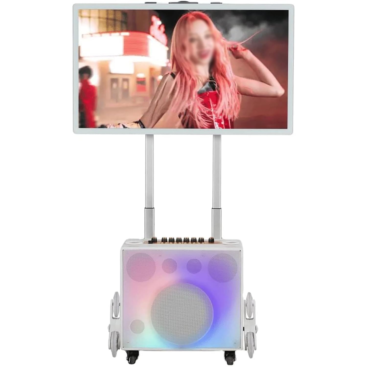 COYEUX Macchina Karaoke Portatile, Sistema Karaoke Completo da 32'', con 2 microfoni Wireless, Luce Altoparlante a LED, Ideale per Karaoke Domestico, Feste, Eventi all'Aperto