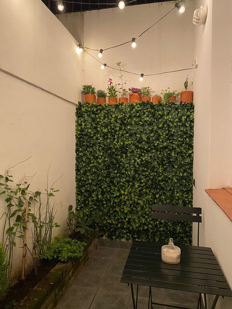 Jardín Vertical Artificial Interior y Exterior| Planta Artificial Pared | Pack 4 Paneles 50x50 cm (1m²) | Decoración Diseño Moderno | Proteccion UV | Traful | Muro Vegetal Artificial