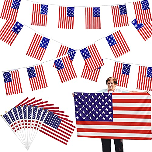 Bandera Americana Exterior de 3 x 5Pies, Banderines Patrióticos de Estados Unidos, Suministros de...