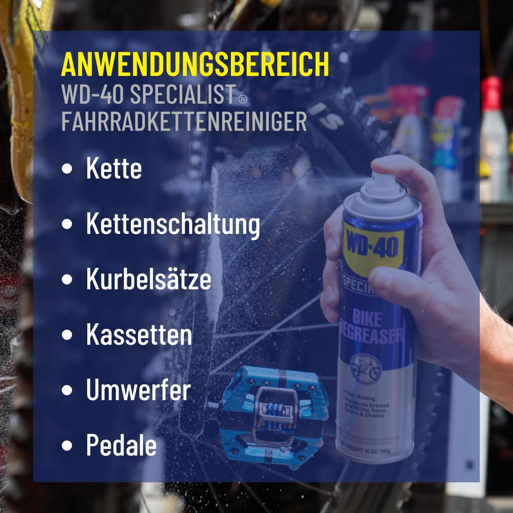 WD-40 Specialist Fahrrad Pflegeset - Komplettes Bike Pflegeset für Fahrräder mit Kettenspray, Kettenreiniger und Fahrradreiniger, eine nachhaltige Pflege und Schutz für alle Fahrradtypen, 3-teilig