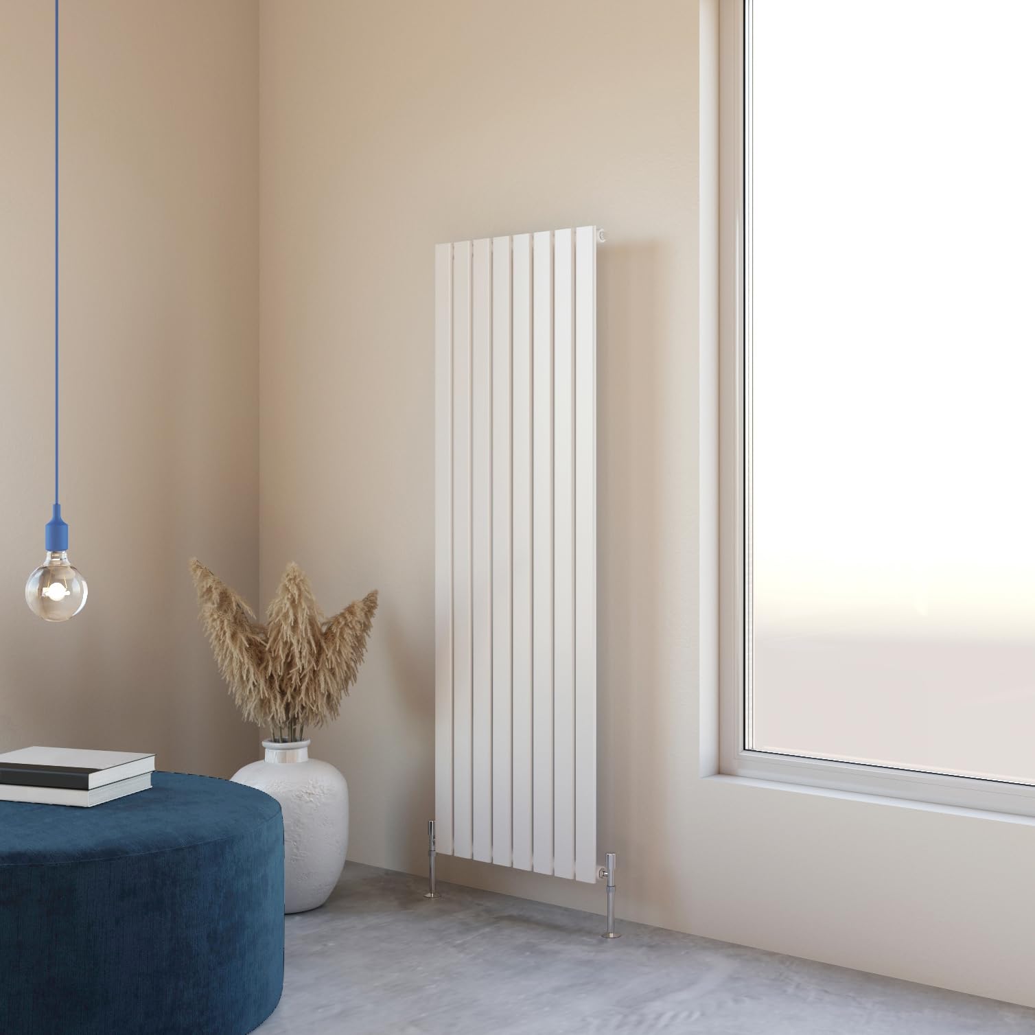 Huibathroom White Flat Panel Radiator 1600X544mm Vertical Design Single Tall Upright Central Heating Rad Uk