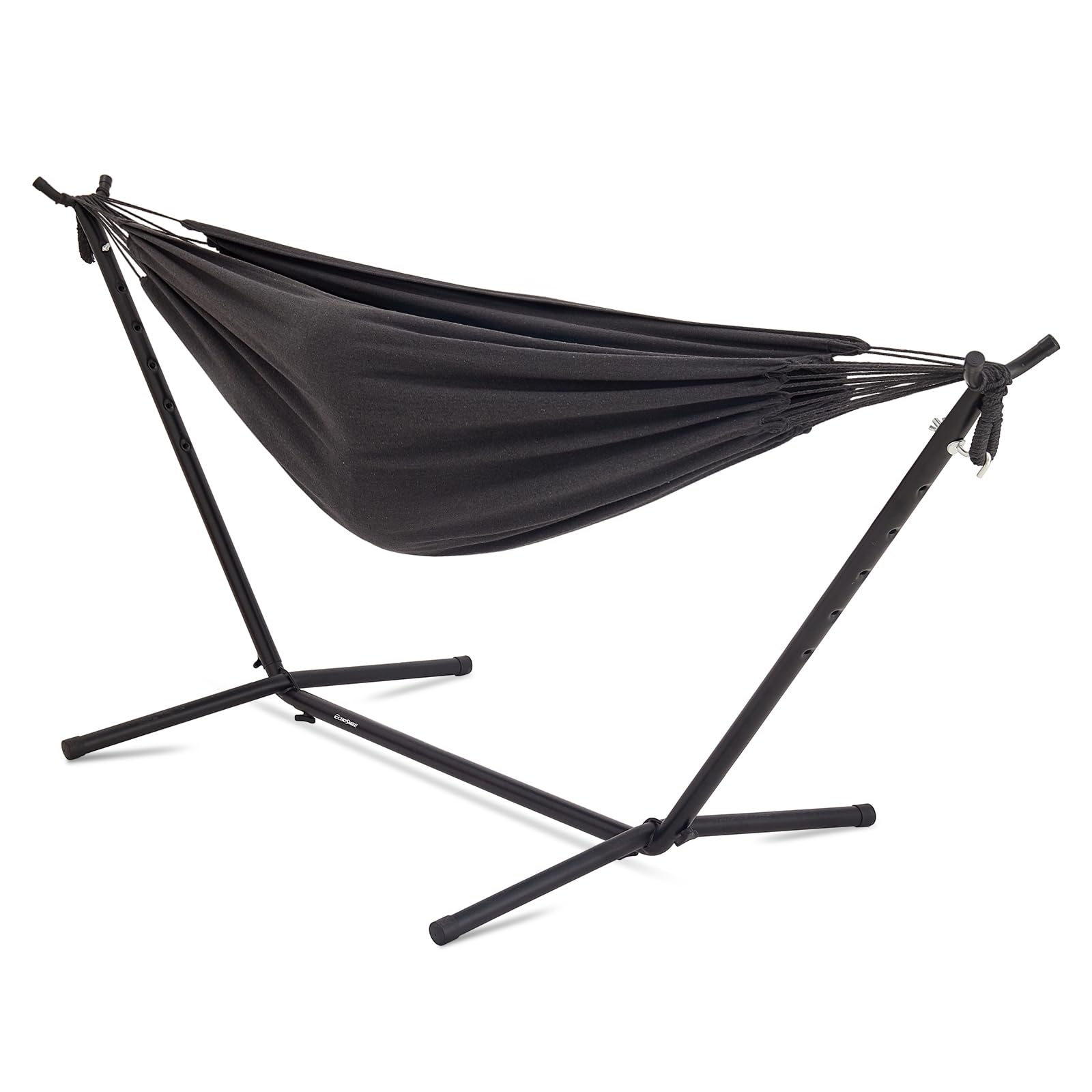 EchoSmile Double Hammock with Detachable Stand - 480 lbs Capacity Heavy Duty 2 Person Hammock - Adjustable Hooks - Indoor Outdoor Stand Hammock - Durable Steel Frame - Gray