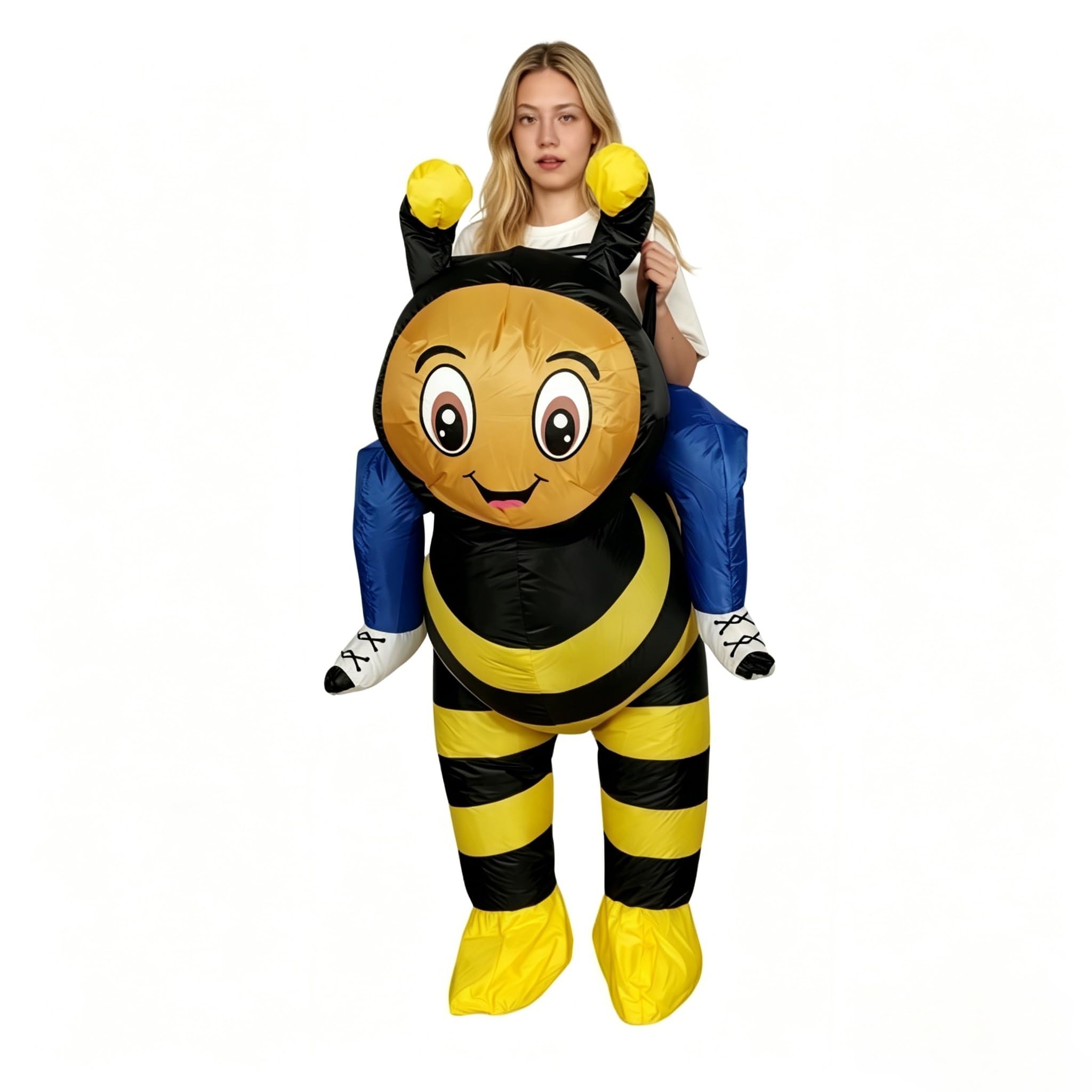 Wohablow Riding Bee Inflatable Costume Adult Ride On Bee Blow Up Suit for Halloween Cosplay Party Festival Birthday Outdoor