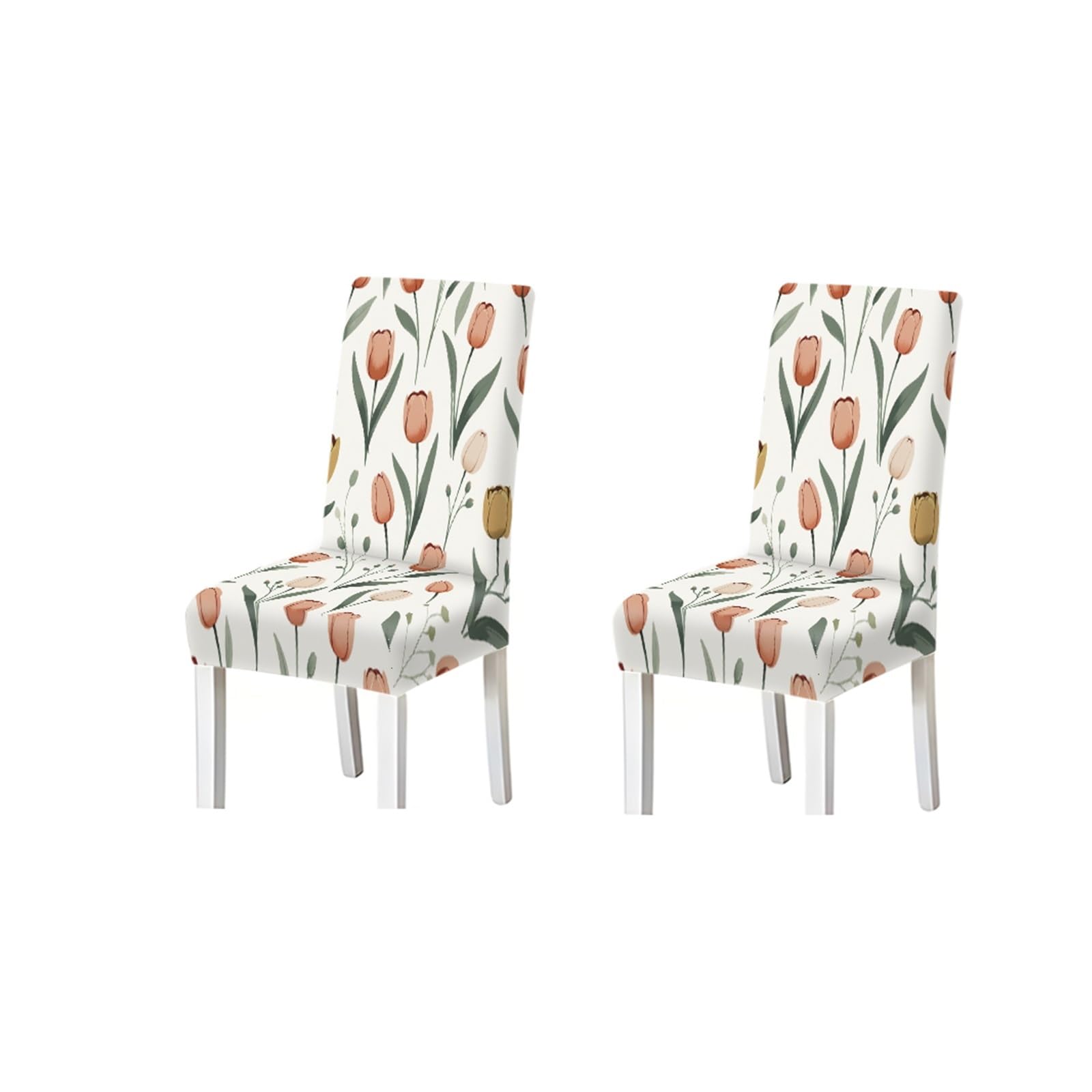 BOSUYBN Watercolor Blush Tulip Floral Print Stretch Dining Chair Covers, For Home Kitchen Dining Room Party, 2/4/6 PCS Furniture Protectors for Home Dining Room(2PCS Chair cover)