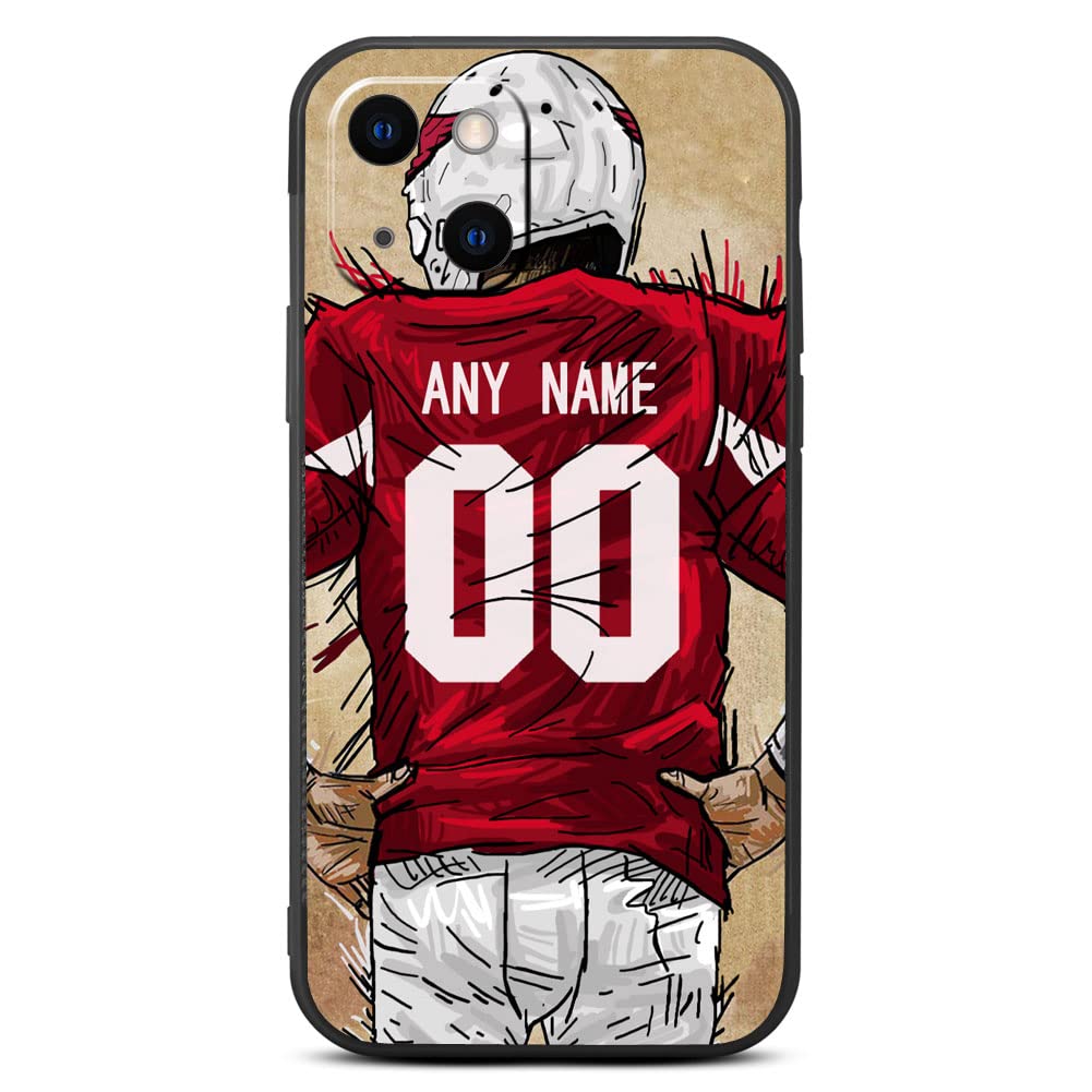 IKPYTREE Custom Name & Number Football Jersey Black Case for iPhone 15 14 13 12 11 Xs Max XR 8 7 6 Plus 11 Pro mini，with Camera Protection Phone Case