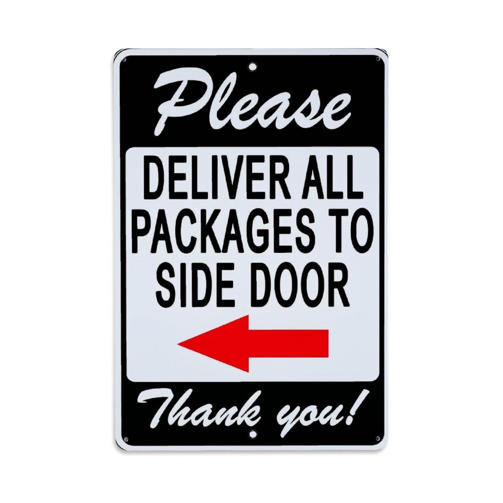 Jdfenggu Vintage Please Deliver Packages To Side_1 Retro Metal Tin Sign, Metal Poster For Bar, Home, Man Cave, Kitchen, Laundry Room Art Decor 8X12 Inch