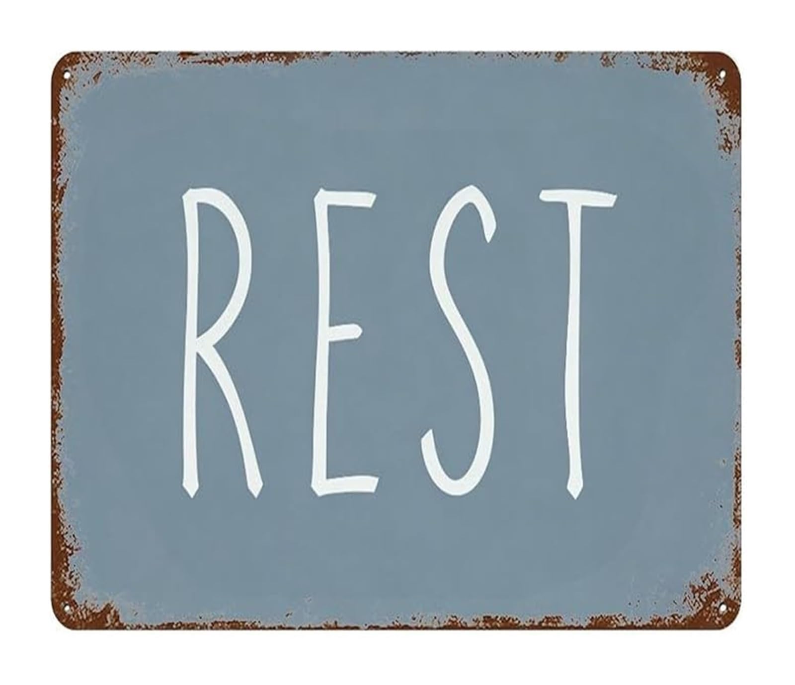 PKNVKZIDK Rest And Relax Sign Metal Tin Plaque Minimalist Zen Quote Wall-Art for Bedroom Bathroom Space Home 8 X 12 in