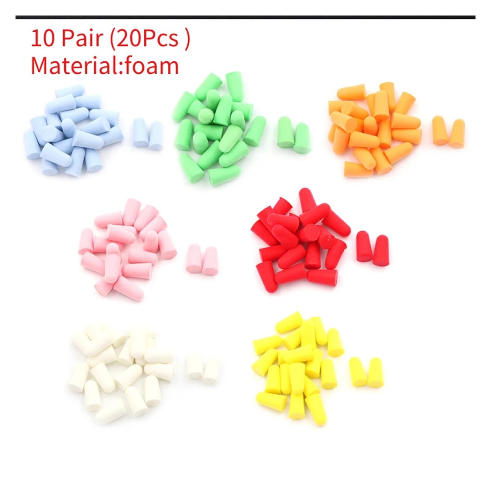 Tapones para los oídos para dormir, 10 pares de tapones para los oídos de espuma de poliuretano, antirruido, cómodos para estudiar el sueño (rojo)