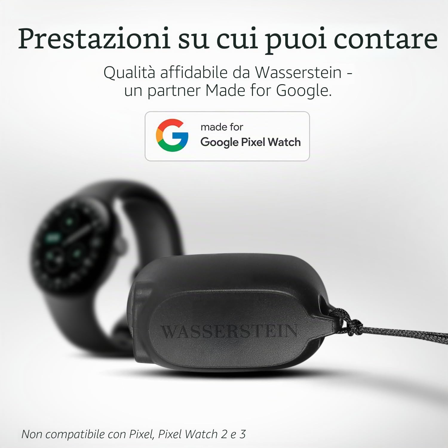 Wasserstein Caricabatterie On-The-Go compatibile con Google Pixel Watch 4 (41 mm e 45 mm) - Dock di ricarica portatile - Realizzato per Google - non compatibile con Pixel Watch, 2 e 3