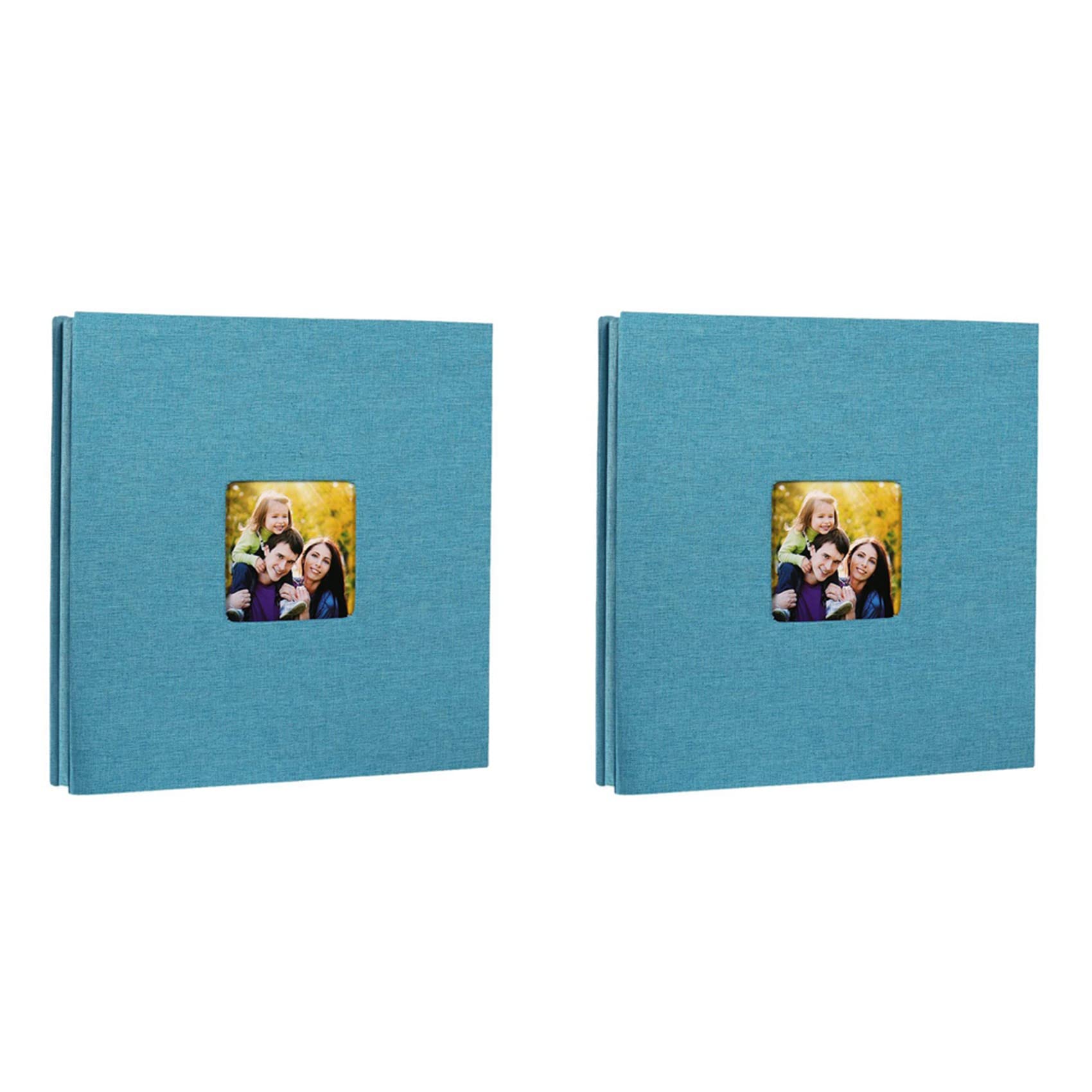 Album photo scrapbook auto-adhésif lin bleu grand format pour mariage