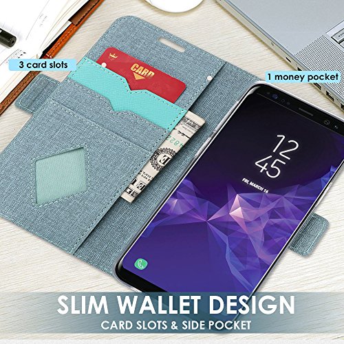 Procase Galaxy S9 Wallet Case, Folio Folding Wallet Case Flip Cover Protective Book Case Cover For Galaxy S9 2018 Release, With Card Holders And Kickstand - Teal #TOP2