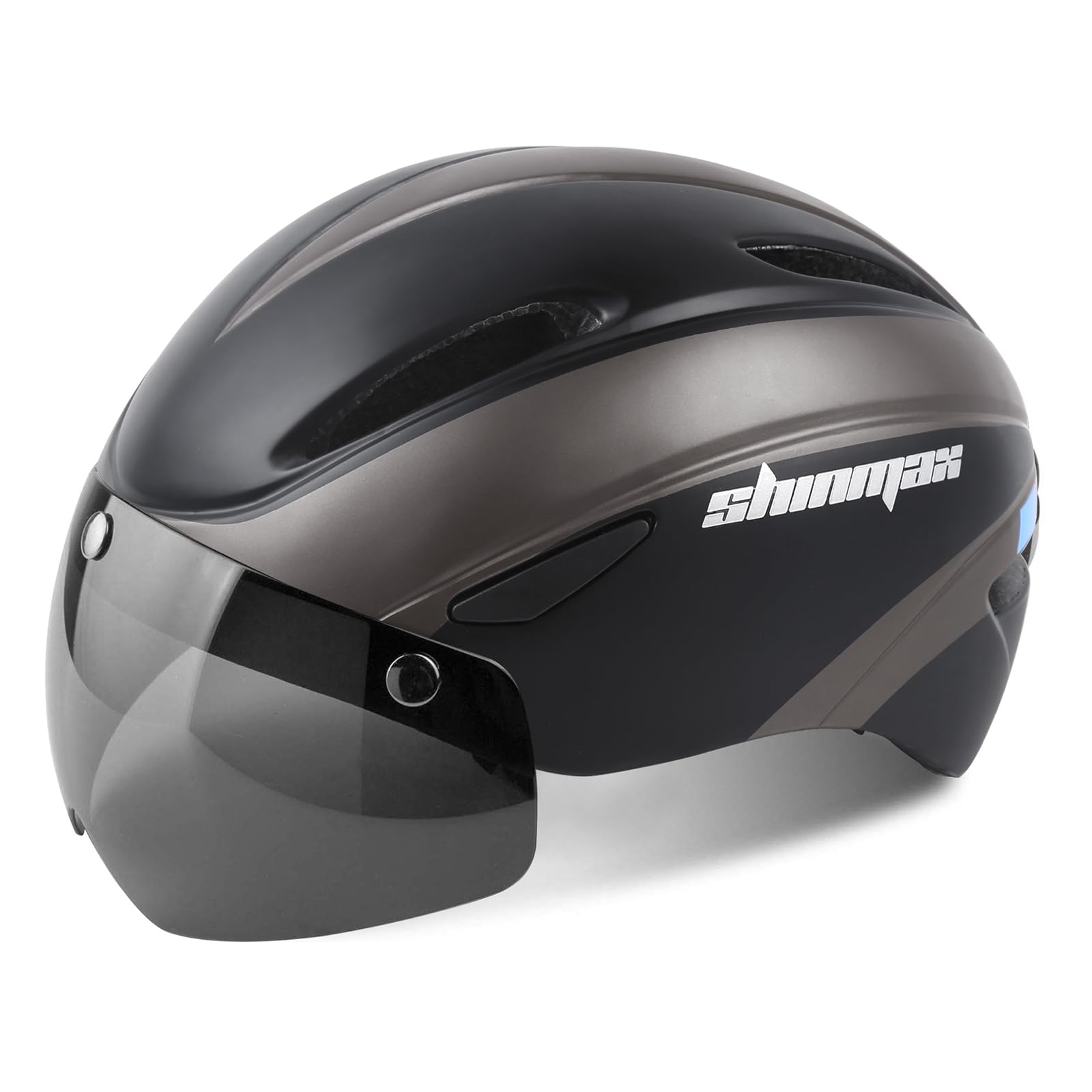 Shinmax Casque de vélo pour Homme et Femme, certifié CE, Casque de Cyclisme avec Lunettes magnétiques Amovibles, visière, Casque de VTT réglable pour Adulte, Casque de vélo réglable, Protection de