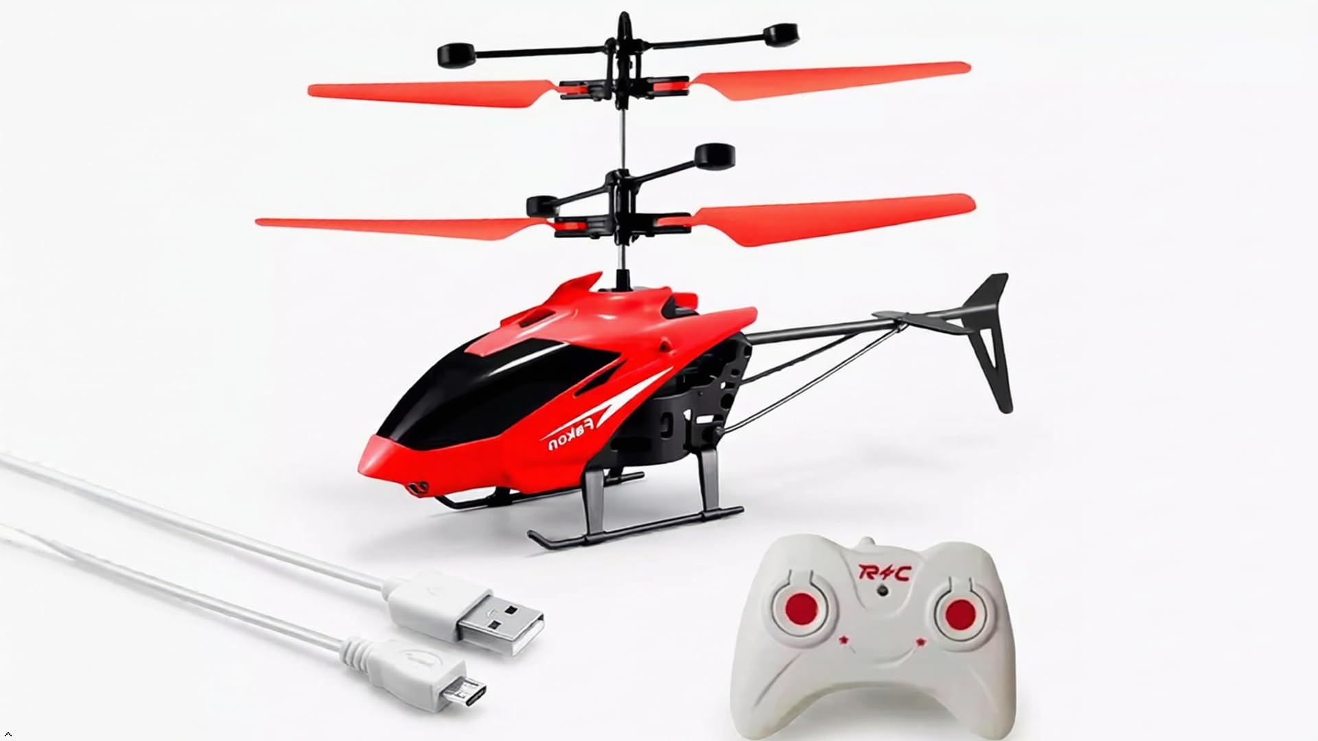 ODXO Hand Sensor RC Helicopter Toy with Remote Control, USB Charging, LED Lights, Interactive Flying, (RED)-image-37