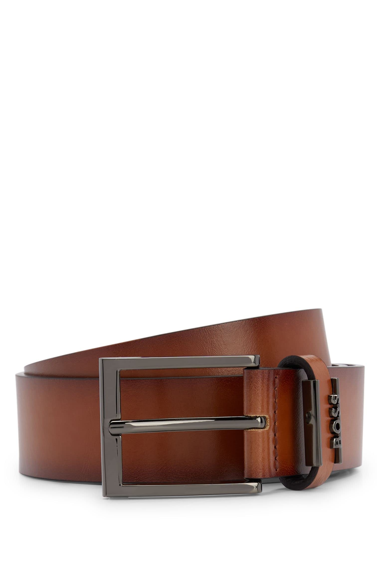 BOSS Herren Cole-Ant Sz35 Gürtel aus italienischem Leder mit gebürsteten Metalldetails