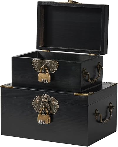 Caja de almacenamiento decorativa de madera con tapas, caja de memoria hecha a mano para recuerdos, mango de metal, cofre del tesoro, cestas de