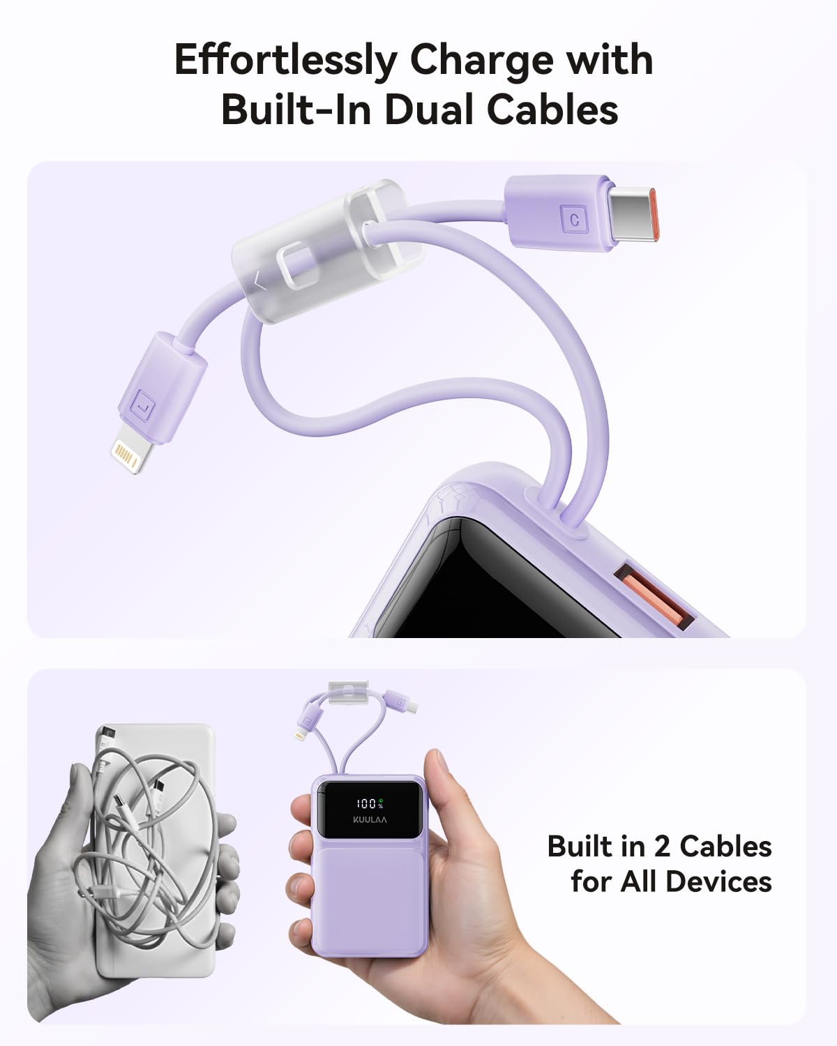 Kuulaa Power Bank 10000mAh 22,5W PD3.0 QC4.0 Ricarica Rapida USB C Input & Output Caricatore Portatile Powerbank con LCD Display Digitale per iPhone, Samsung, Huawei, Switch, ecc