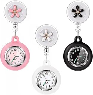 PWOSI Nurse Glow Pointer Watch with Clip and Lapel Option, Fob Watch with Second Hand