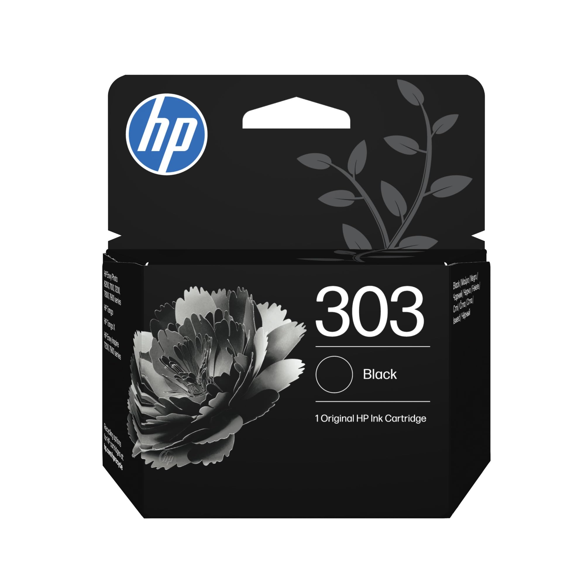 HP 303 Negro, Cartucho de Tinta Original | Compatible con HP Tango, HP Tango X, HP Envy 6220, 6230, 7130, 7830, 200 páginas (T6N02AE)