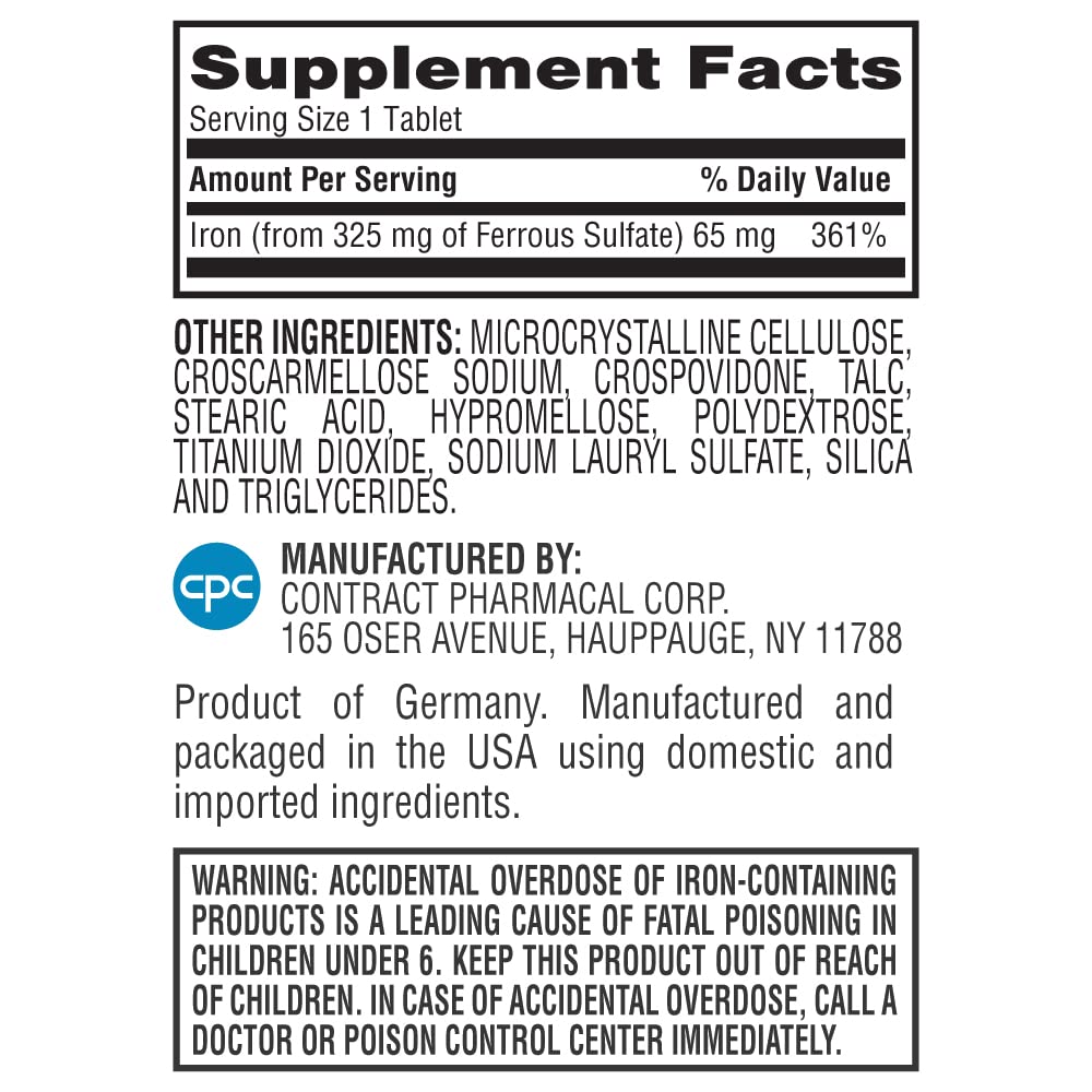 Iron 65mg USP Ferrous Sulfate 325mg Tablets 90 Count — Amazon image 2