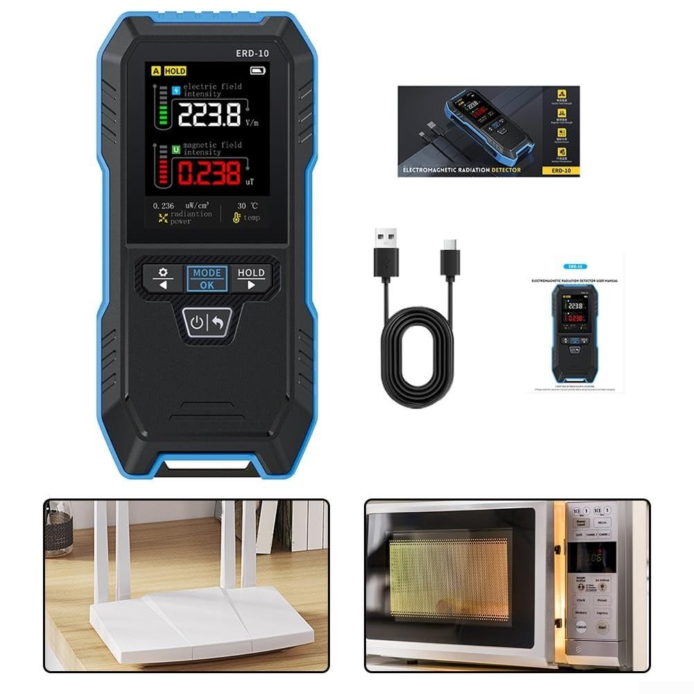 ERD-10 4-en-1 Detector de radiación electromagnética ERD10 4 en 1 Medidor de campo eléctrico y magnético para monitoreo de potencia y temperatura RF en entornos domésticos y exteriores