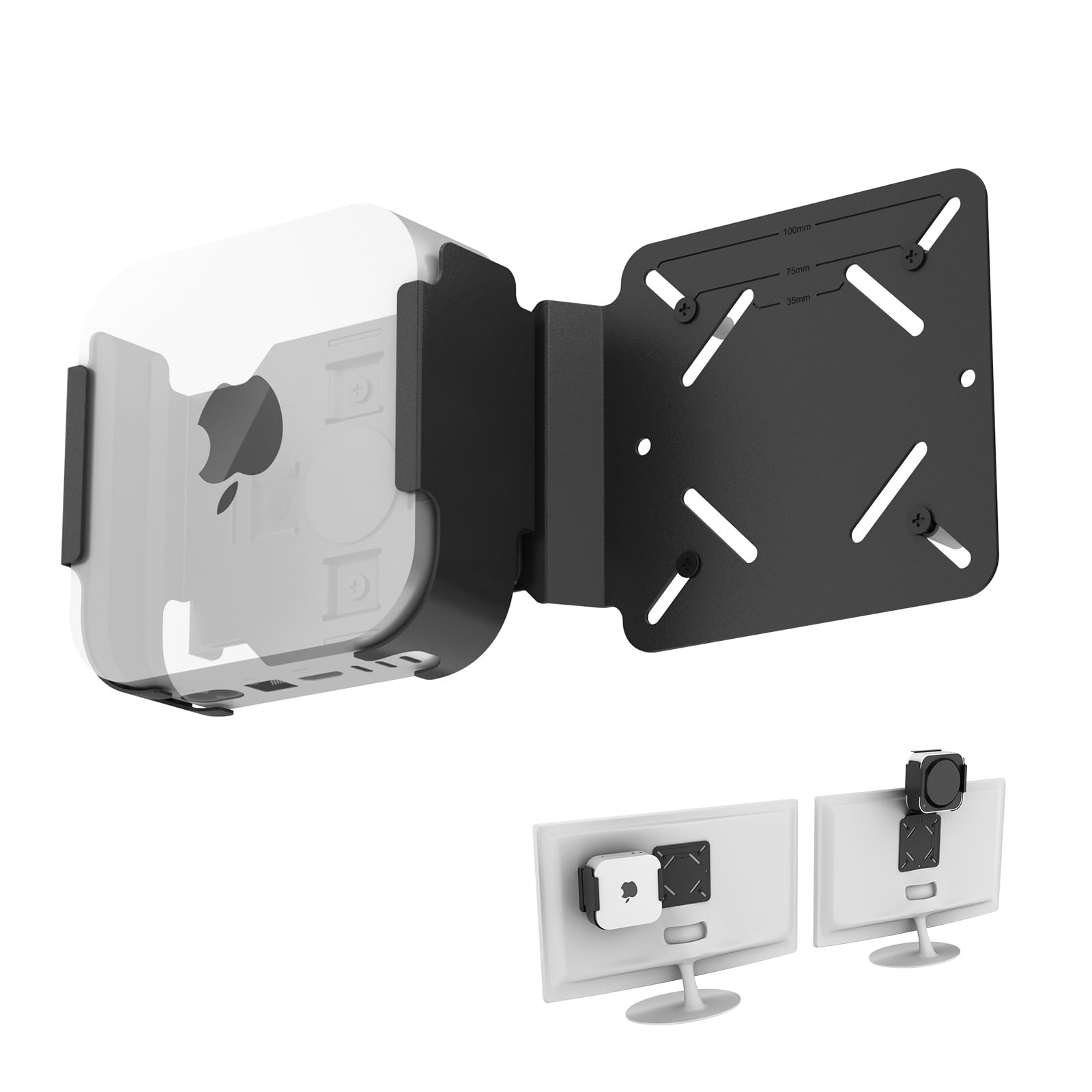for Mac mini M4 Mounting Bracket with VESA Mount Adapter Plate - 35x75mm to 100x100mm VESA Monitor Arm