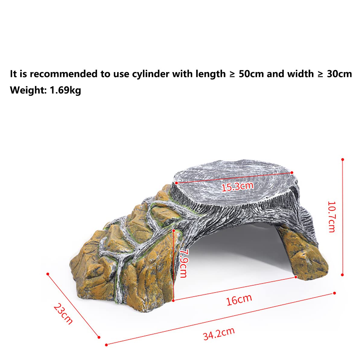 Aquarium Höhle Versteck, Aquariendekoration Reptile Hideout Cave, Reptil Habitat Decor Hide Cave Landschaftsbau, Schildkröte Tabelle,L
