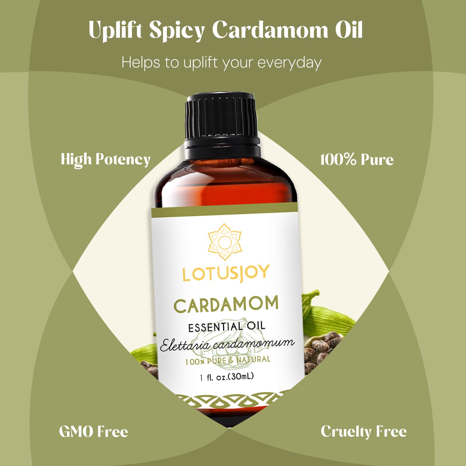 Cardamom Essential Oil - 1 Oz - Pure Natural Cardamom Oil for Diffuser, Skin, Laundry, DIY
