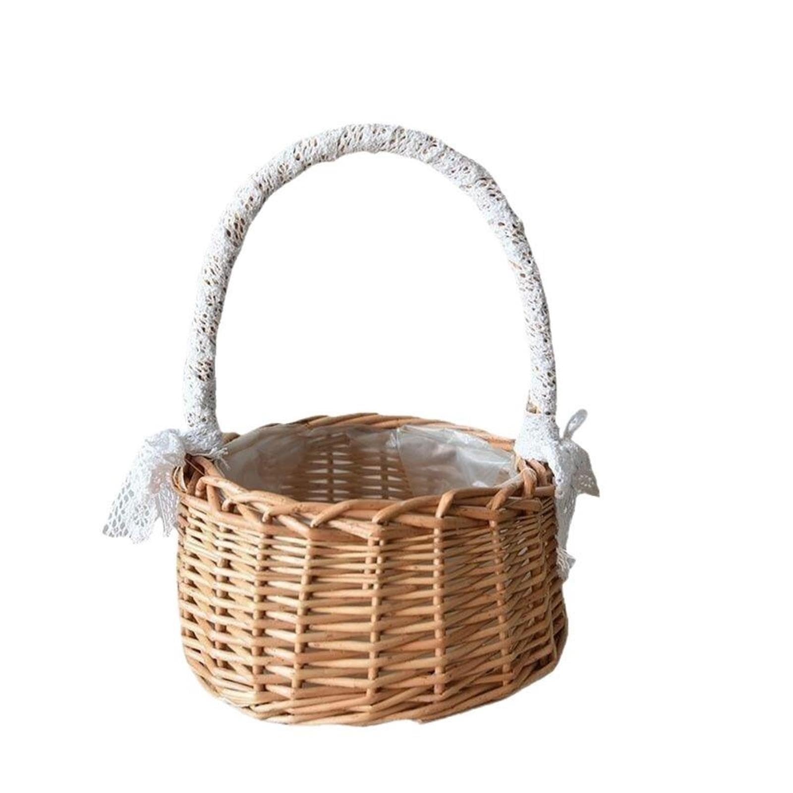 1pcs Rattan Portable Woven Flower Basket Per Matrimoni