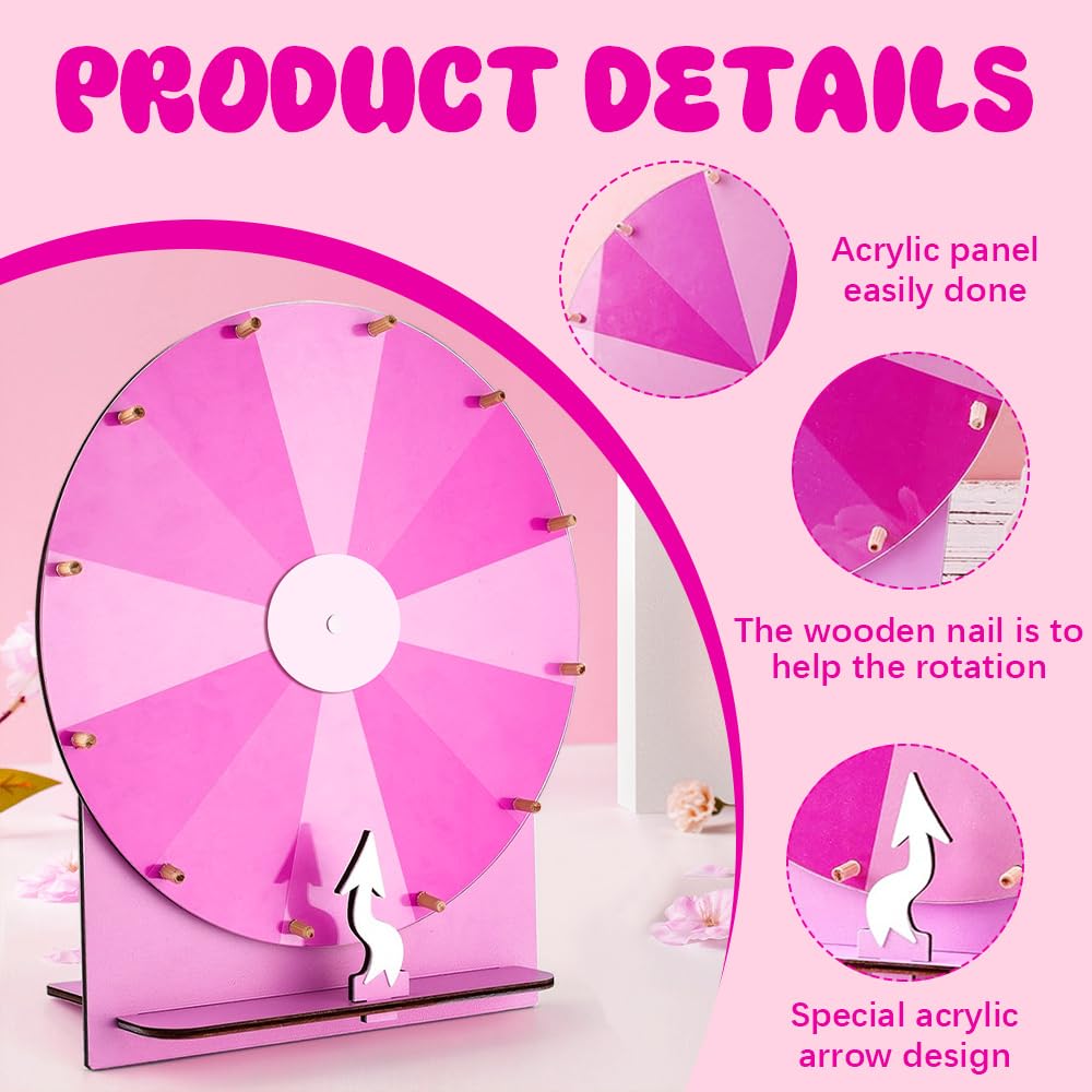 Ruleta de la Suerte, 29cm Ruleta Giratoria, 12 Ranuras Rueda de Premio, Rueda de la Fortuna para Girar, Ruleta Giratoria con 2 Goma de Borrar y 10 Rotulador para Carnaval, Feria Comercia