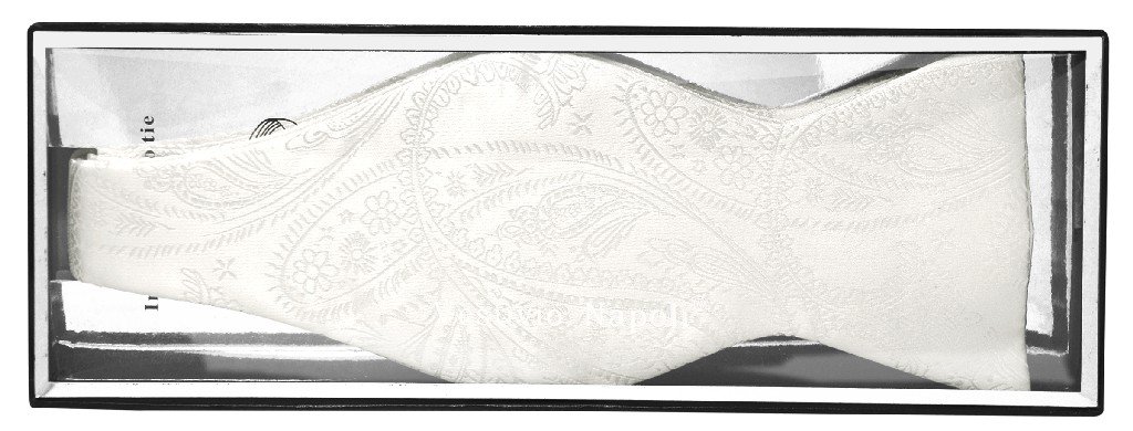 Vesuvio Napoli SELF TIE Bow Tie OFF-WHITE Color PAISLEY Design Men's BowTie