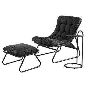 Grand patio Tumbona para jardín, tumbona de jardín con mesa auxiliar y reposapiés, silla reclinable con cojín extraíble para adultos, silla de jardín reclinable para patio, sala de estar, exterior Global Recycled Standard