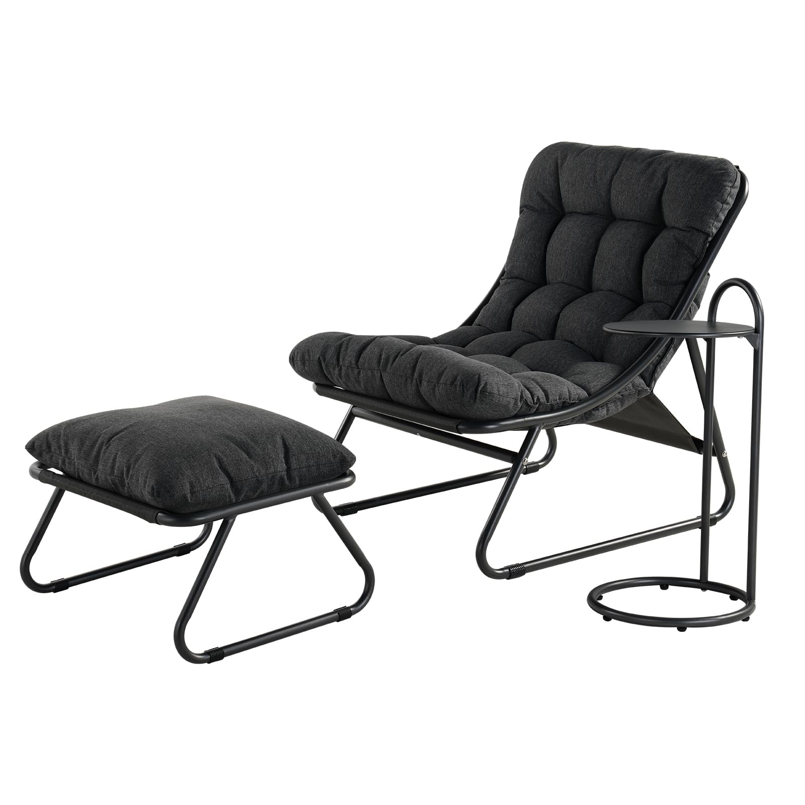 Chaise à bascule d'extérieur salon de jardin fauteuil table gris