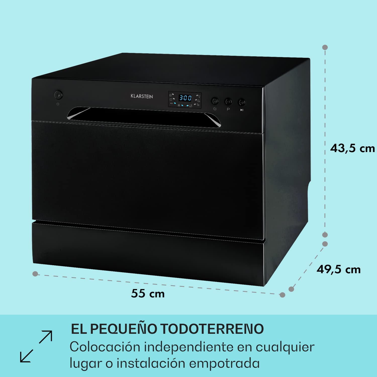 Klarstein Lavavajillas Pequeño Sobremesa, Mini Lavavajillas 6 Cubiertos, Lavavajillas Portatil de Sobremesa Silencioso 6 Programas, Lavavajillas Compacto de Mesa Sin Instalación Difícil para Casa