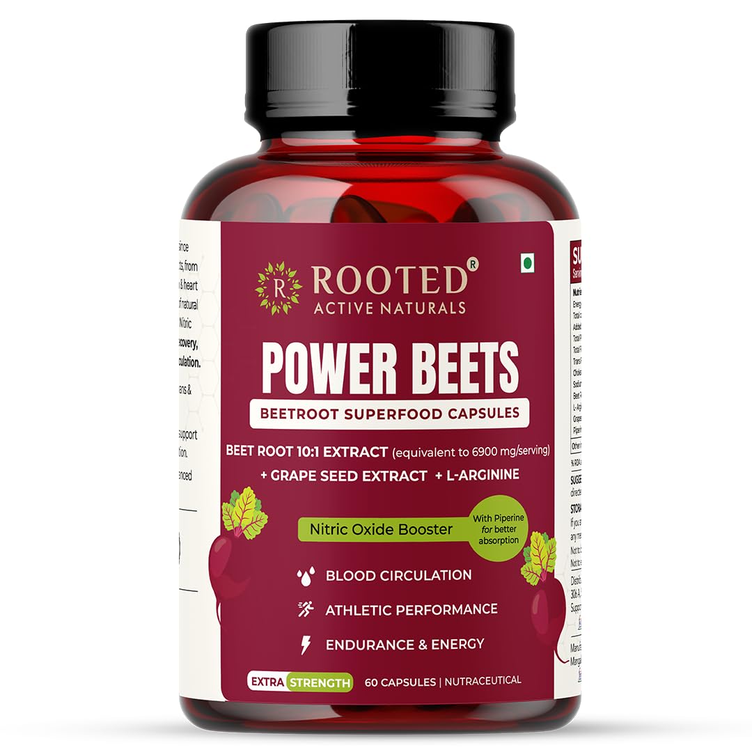 Rooted Actives Power Beets Capsules - Beet Root Extract with L-Arginine, Grape Seed, Piperine | Heart & Circulation Support, Nitric Oxide Booster (B0CYCHGHLD) Amazon Price History, Amazon Price Tracker