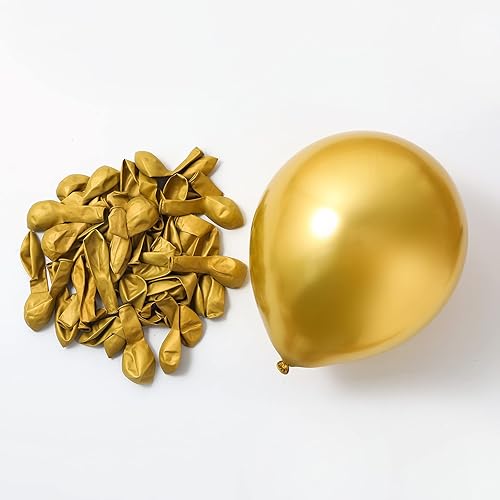 Vista 22 de KOMOREBI Globos dorados cromados de 12 pulgadas, 50 globos dorados metálicos, globos dorados brillantes, globos de látex metálicos cromados para Oro