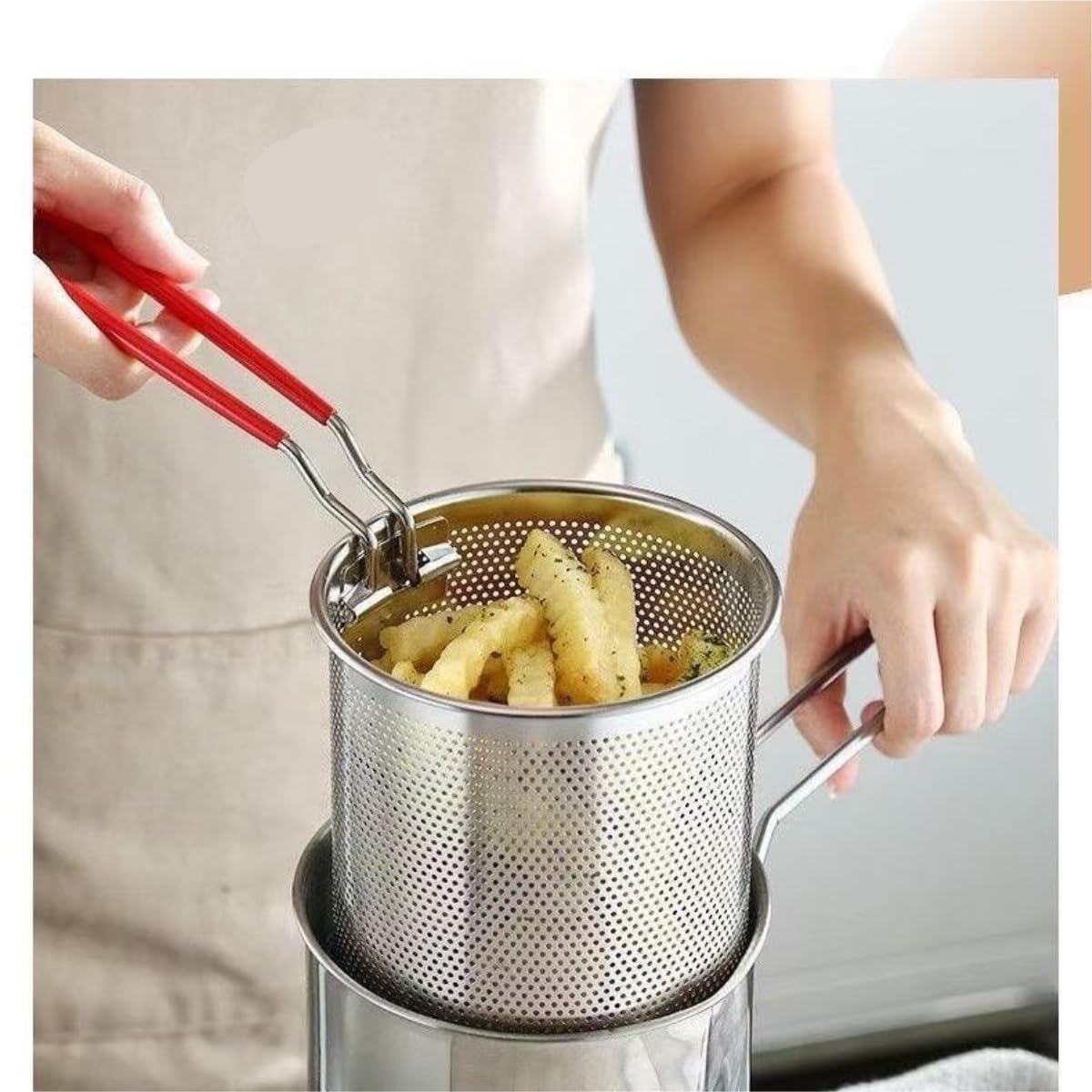 Koszyki Do Smażenia Wielofunkcyjny uchwyt do koszyka smażenia na głębokim tłuszczu ze stali nierdzewnej Koszyków Na Frytki