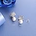 925 Sterling Silver Cubic Zirconia Stud Earrings for Women, Snowflake Pearl Rhinestone Earrings Luxury Bridal Flower Fashion Jewelry