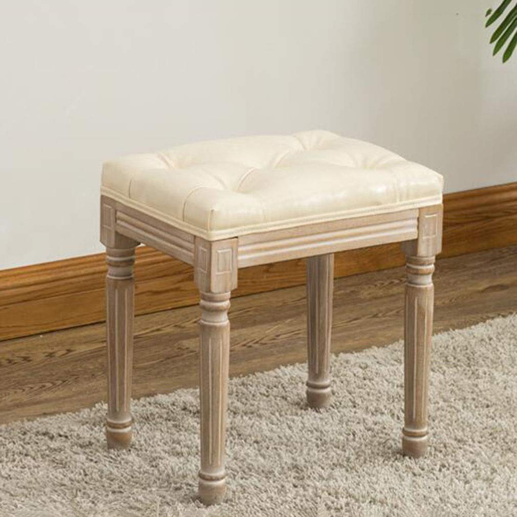 Banc rembourré beige en PU gzz avec son tabouret de vanité nordique