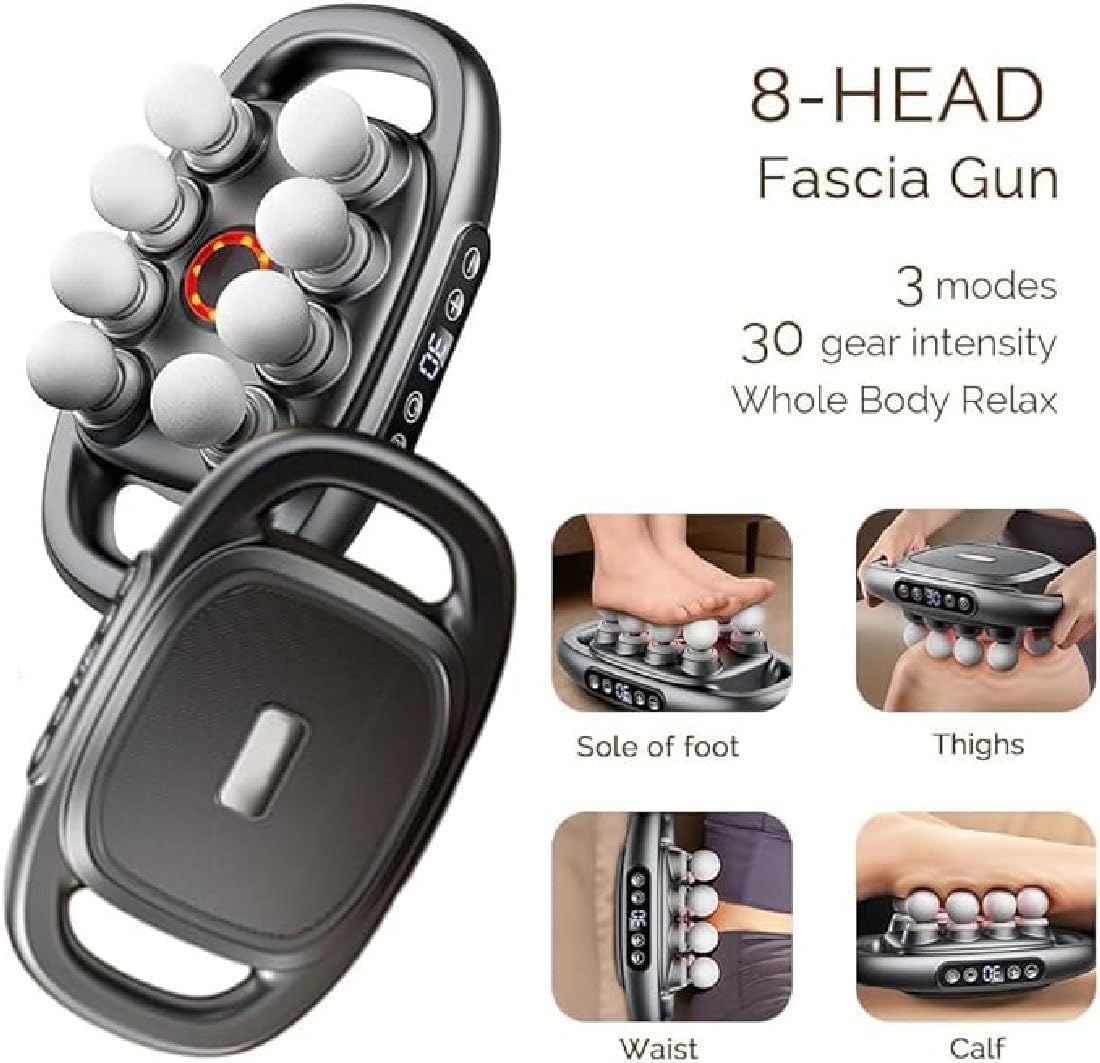 Needsary - Masajeador 2025, pistola de masaje de 8 cabezales de 16 unidades, juego de tejido profundo con 30 niveles ajustables y 3 modos, pistola de masaje muscular, masajeador muscular eléctrico