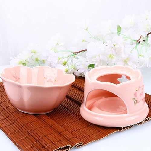 Miniatura 6 de UPKOCH 1 juego de ollas de cerámica para fondue de porcelana, calentador de mantequilla con portavelas para queso, chocolate, tapas, mantequillas