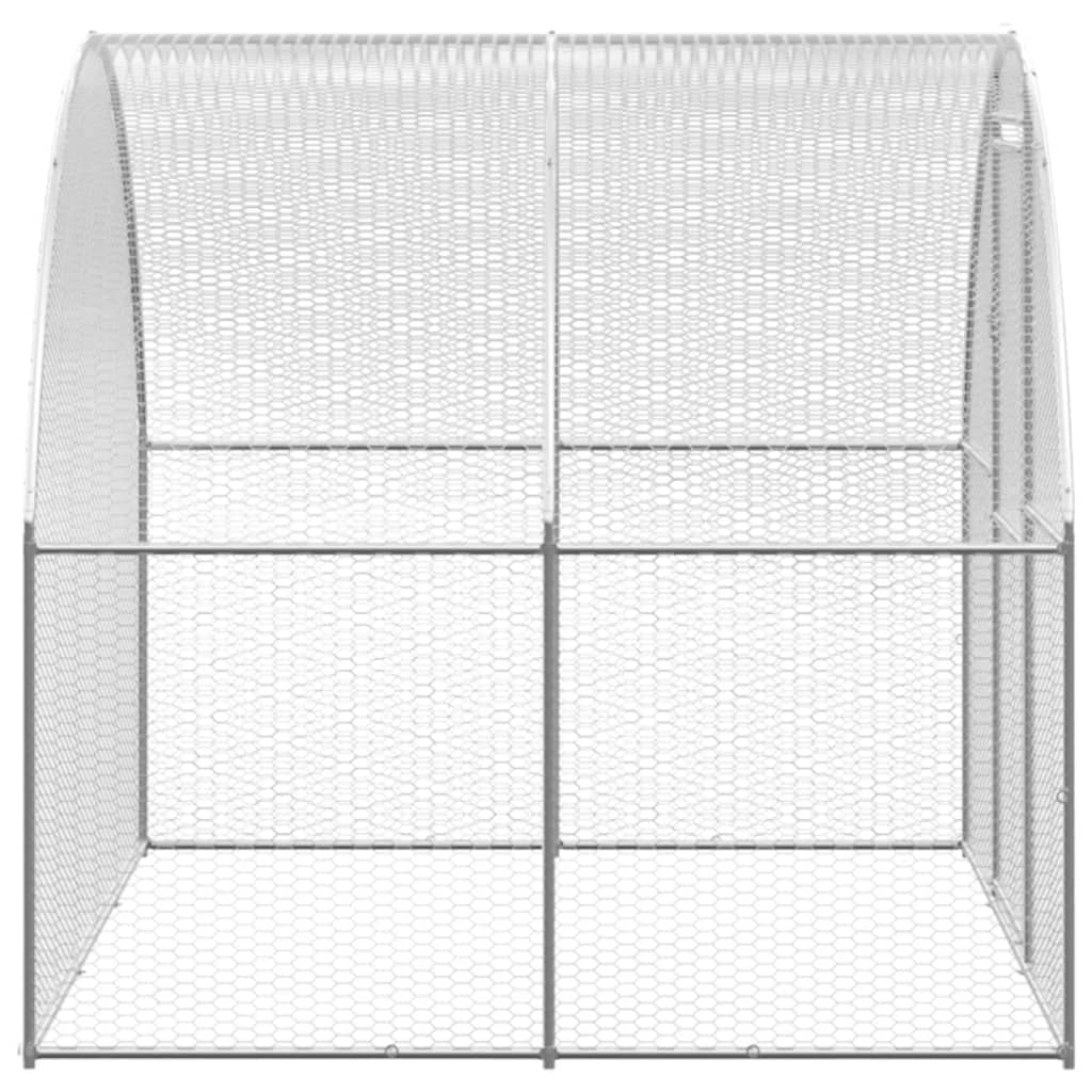 Gallinero para exteriores de acero galvanizado, 3 x 2 x 2 m, techo de polietileno resistente al agua, recinto para aves de corral, caño para pollos, patos, animales pequeños, jardín