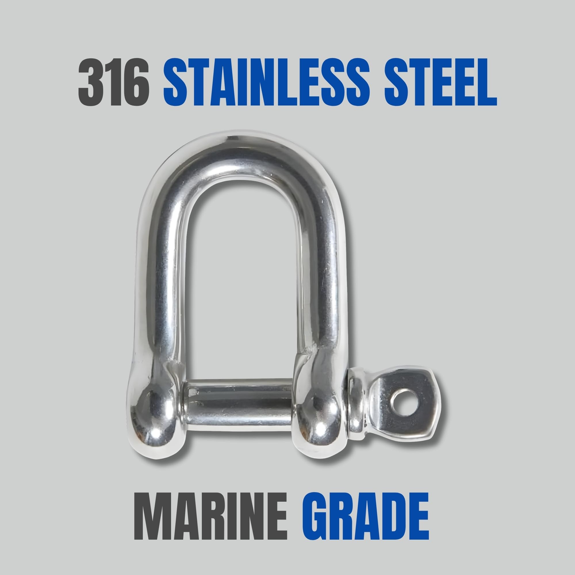 MarineNow - Grillo a D in acciaio inox 316, misura e quantità di confezione (12 mm, confezione da 10 pezzi)