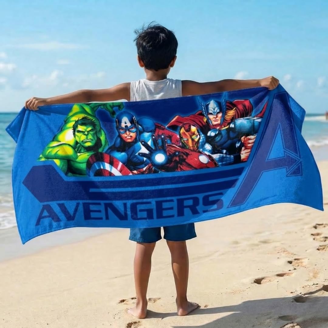 Athom Living Marvel Blue 350 GSM 100% Cotton Kids Bath Towel 60x120 cm 1
