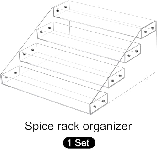 Miniatura 3 de METALLIXITY Organizador de especias de acrílico de 4 niveles, organizador de cajones de especias, estante de acrílico, estante de condimentos,