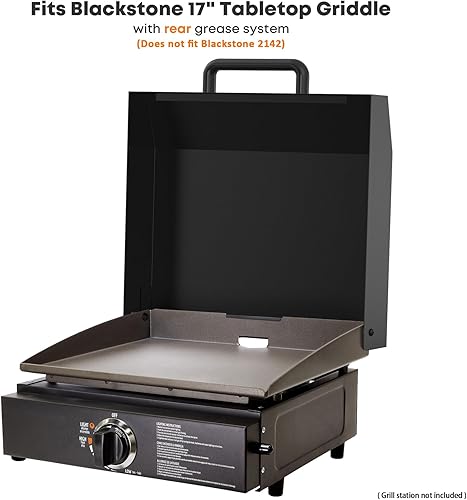 Miniatura 5 de Stanbroil Tapa dura para Blackstone de 17 pulgadas con sistema de grasa trasera, tapa con bisagras, tapa dura con asa, color negro