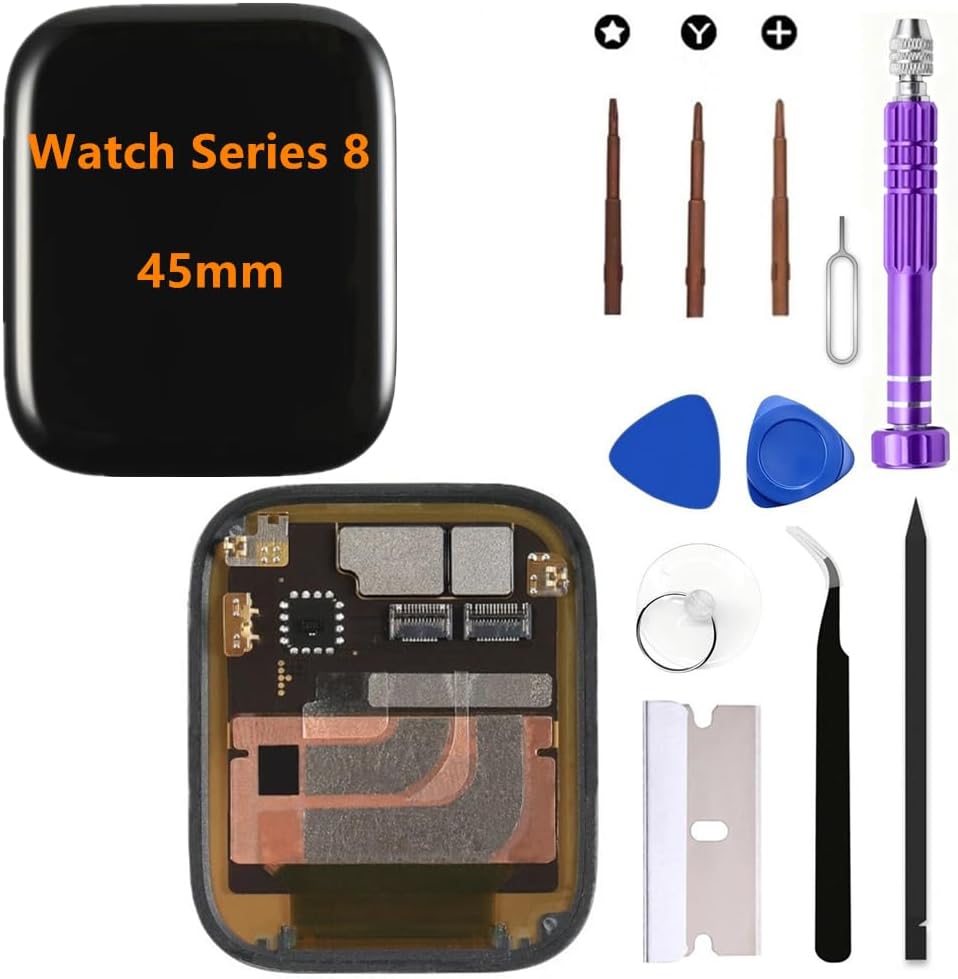 for Apple Watch Series 8 LCD Screen Replacement Watch Series 8th Gen Display Touch Screen Digitizer Assembly with Tools (45mm)