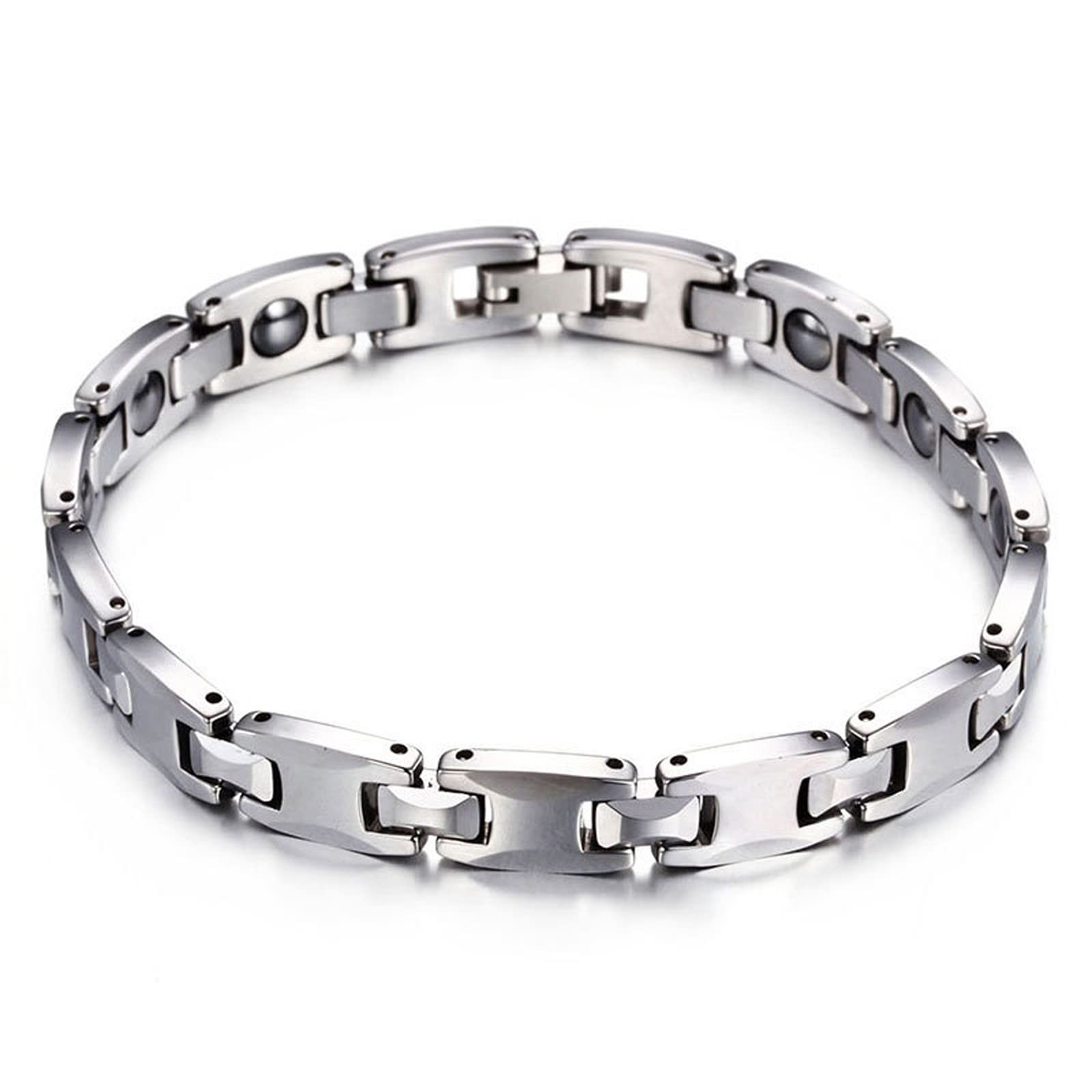 Herren Armbänder Edelstahl, Magnetarmband Edelstahl Kette Mann Silber als Geburtstagsgeschenke 205x10mm