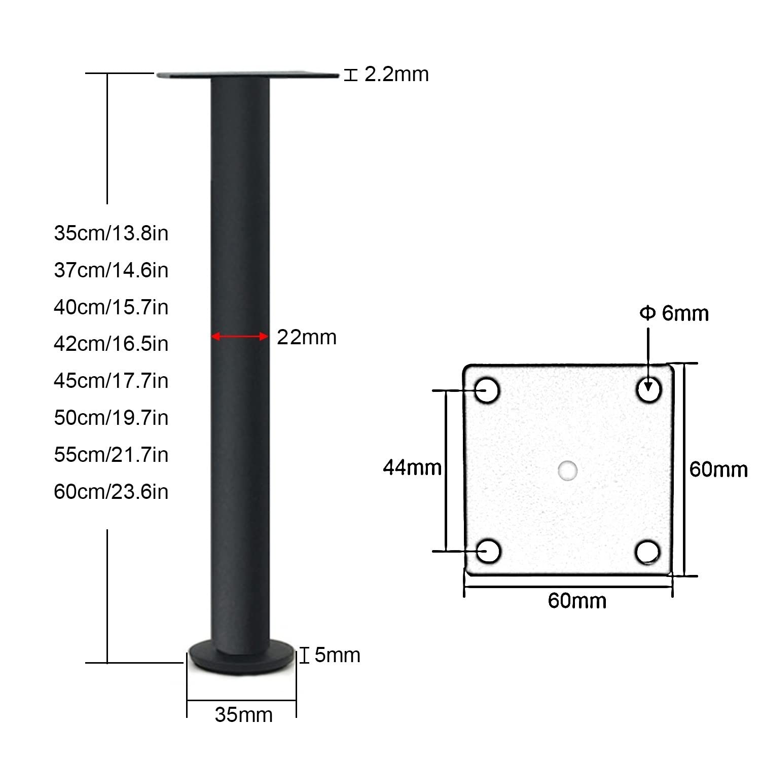 Juego de 2 patas ajustables de acero inoxidable para muebles de baño y mueble de TV, patas de metal modernas ajustables (37 cm)
