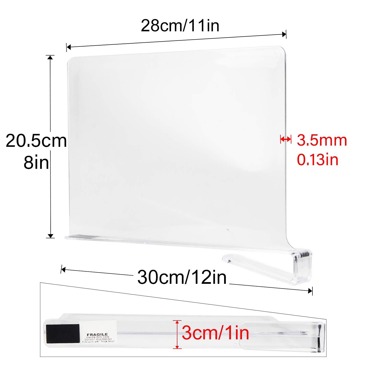 Buy SWAWIS 6Pcs Acrylic Shelf Divider Separators 0.75" Clear Shelf
